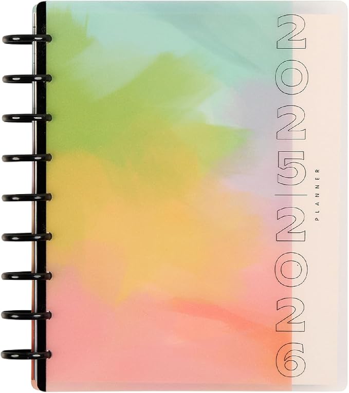 Happy Planner Disc-Bound 12-Month July 2025–June 2026 Planner with 3 Extra Months, Classic Size, Student Layout, Painted Gradients