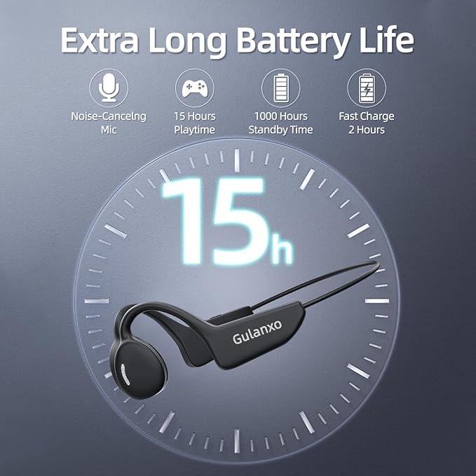 Open Ear Headphones, Open Wireless Earphones, 15HBluetooth Playback 5.3 Sports Earphones, Built-in Microphone, Suitable for Sports Running,Exercise (Deep Black)