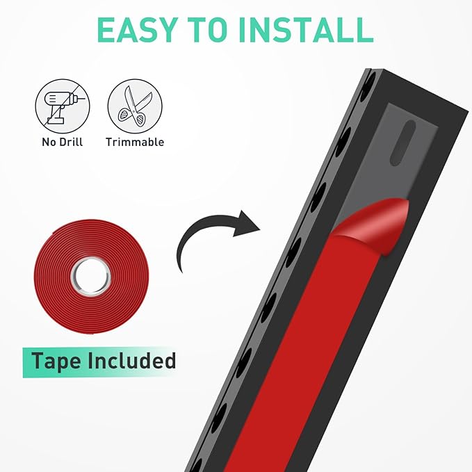 Updated Cable Raceway Kit - 154 (10x15.4) Inch Open Slot Wire Covers for Cords, Under Desk Cable Management System to Hide Under Desk/Tv/Computer/Net/Power Cords, (Pack 10)
