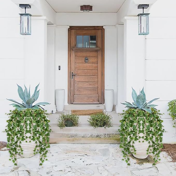 Hollyone Artificial Hanging Plants 35.4" Fake Ivy Vine Faux Ivy Leaves Fire and UV Resistant Hanging Plant Wall Greenery for House Room Patio Indoor Outdoor Home Shelf Office Wedding Decor