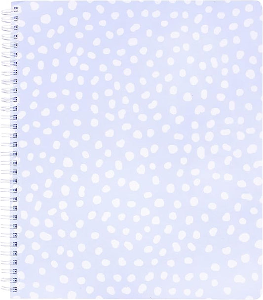 Steel Mill & Co Cute Large Spiral Notebook College Ruled, 11" x 9.5" with Durable Hardcover and 160 Lined Pages, Light Blue Dots