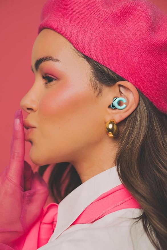 Ear Plugs, Reusable Soft Silicone Plugs with Horseshoe Shape for Comfort, Designed for Sleep and Loud Noises, 17dB (NRR) Noise Reduction Rating, Teal, 1 Pair with Portable Travel Case