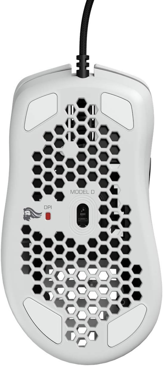 Glorious Gaming Model D- (Minus) Wired Gaming Mouse - 61g Superlight Honeycomb Design, RGB, Ergonomic, Pixart 3360 Sensor, Omron Switches, PTFE Feet, 6 Buttons - Glossy White