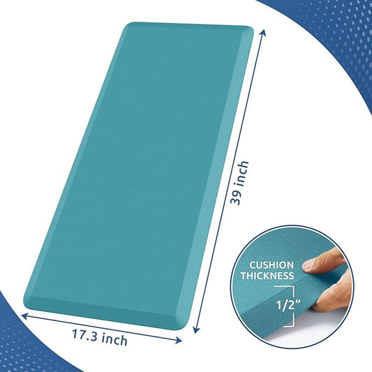 KitchenClouds Kitchen Mat Cushioned Anti Fatigue Kitchen Rug 17.3"x39" Waterproof Non Slip Kitchen Rugs and Mats Standing Desk Mat Comfort Floor Mats for Kitchen House Sink Office (Green)