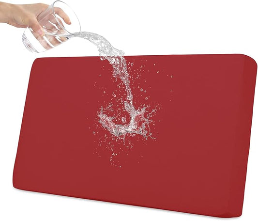 Easy-Going 100% Waterproof Loveseat Sofa Seat Cushion Slipcovers Couch Cushion Cover Stretch Furniture Protector for Kids, Pets (Loveseat Cushion, Christmas Red)