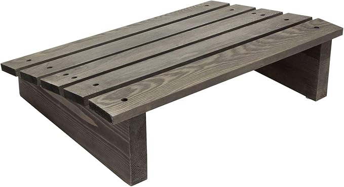 MyGift 15-Inch Vintage Gray Wood Ergonomic Home or Office Under-Desk Footrest Tilted Foot Stool