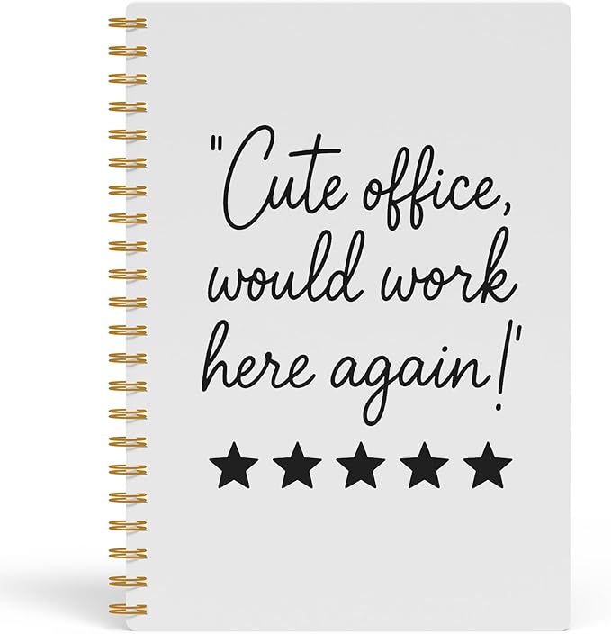 Funny Office Supplies Notebook, Work Journal for Women Men Coworkers, Coworker Sarcastic Gifts, Cute Office Would Work Here Again Humorous Spiral Notebook, 5.5x8.3 Inch 563