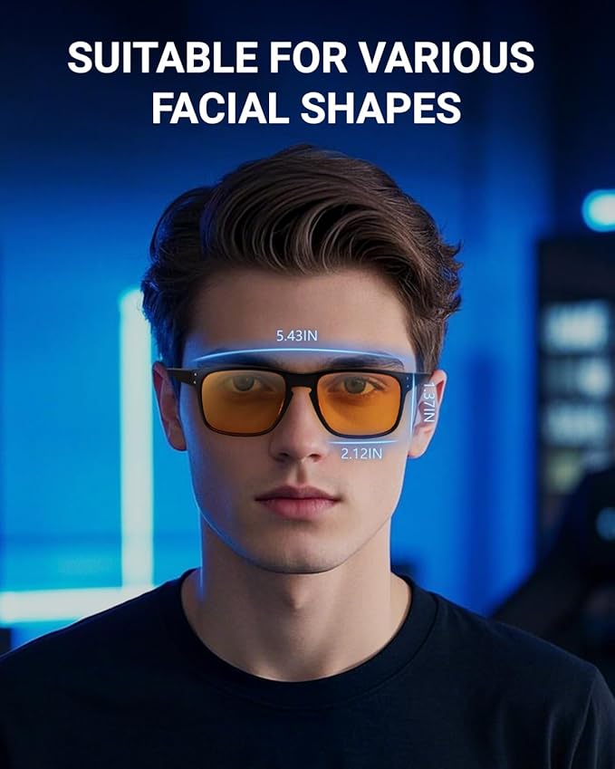 98% Blue Light Blocking Glasses for Better Sleep-Anti Blue Light Gaming Glasses Women Men, Orange Lens for Computer/Gaming,Reduce Eyestrain