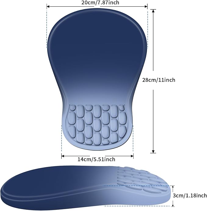 Ergonomic Mouse Pad with Wrist Rest Support, Mousepad with Comfortable Memory Foam Wrist Rest and Non-Slip PU Base for Pain Relief, Computer, Laptop, Office, Home (Gradient Blue)