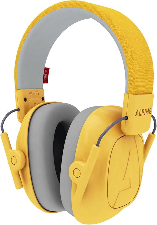 Alpine Muffy Kids - Hearing Protection - CE & ANSI Certified - Adjustable for Ages 3-16 years - Noise Cancelling Headphones - 25dB Sound Reduction Ideal for Protection and Concentration Aid - Yellow
