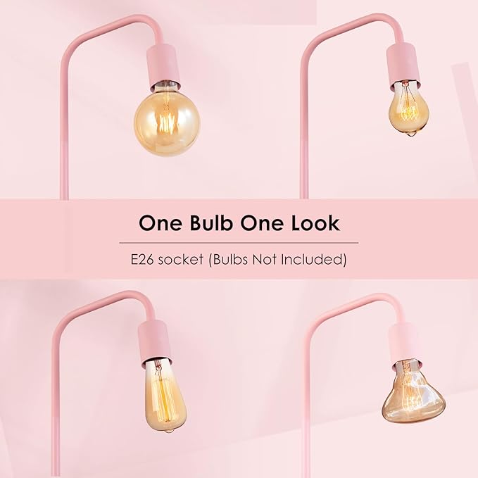 BoostArea Floor Lamp, Modern Cute Pink Floor Lamp, 63Inch Metal Standing Lamp, E26 Socket, On/Off Footswitch, ETL Listed, Tall Thin Skinny Cool Floor Lamp for Living Room, Bedroom Decor, Minimalist