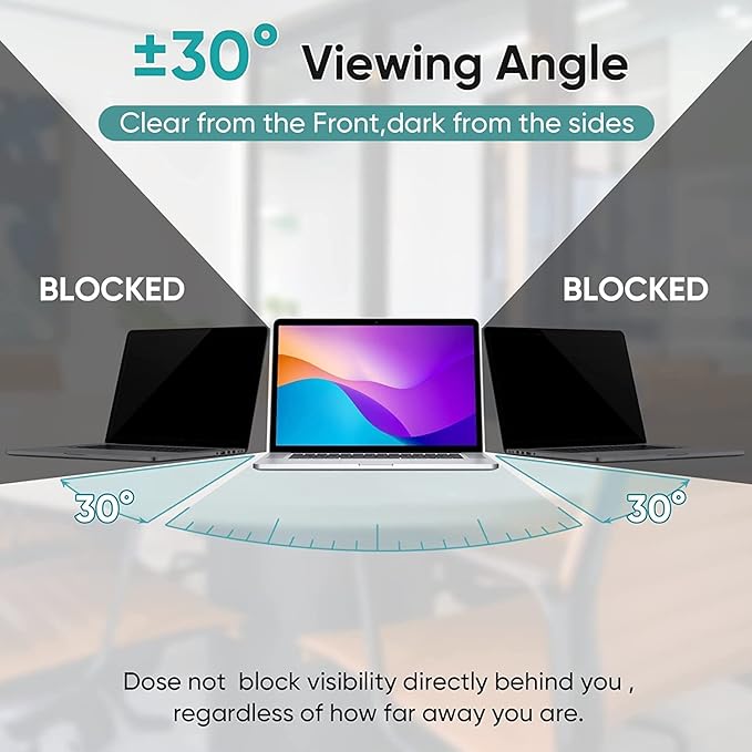 15.6" Laptop Privacy Screen Protector for 16:9 Aspect Widescreen Computer Monitor, 15.6 Inch Eye Protection Privacy Laptop Screen Filter Anti-Glare Anti-Blue Light Privacy Film Bubble Free