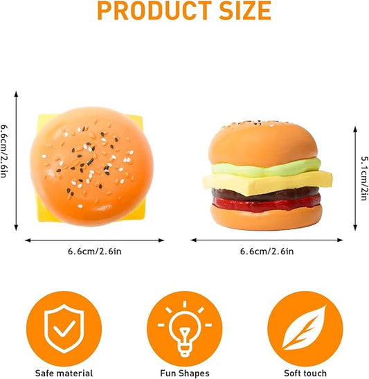 Squishy Toys, Taba Squishies Fidget Toys for Kids, Stress Balls for Adults, Sensory Toys for Autism, Squeeze Gifts, Anxiety Relief Party Favors for Girls & Boys (Hamburger)