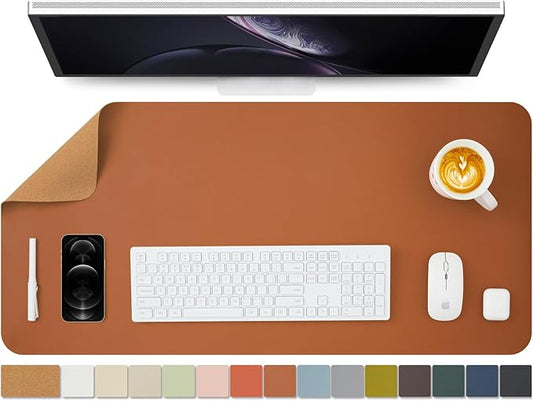 Cork Desk Mat - Dual-Sided Desk Pad for Office and Home - Desk Organization and Accessories - Ideal for Large Mouse Pad and Desk Mats on Top of Desks(Brown,36"x 17")