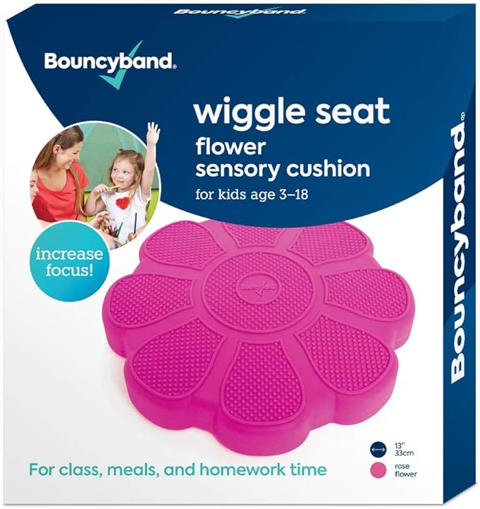 Shaped Wiggle Seats by Bouncyband – Red Flower, 13”x13”x2.2”– Inflatable Sensory Cushion for Kids, Improves Student Productivity and Focus, Comes with Easy-Inflation Pump to Customize Firmness