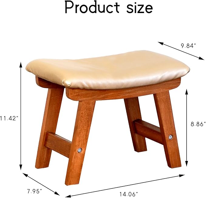 Foot Stool with Leather Cover,Foot Rest Made of Wooden for Couch,Bench,Sofa,Under Office Desk