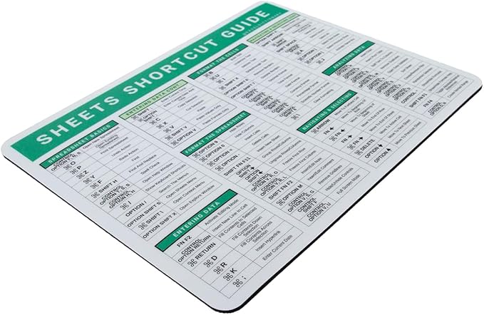 Excel Dictionary GoogleSheets MAC 84 Keyboard Shortcut Hotkeys Reference Guide Spreadsheets Mousepad 7" x 9" (MAC)