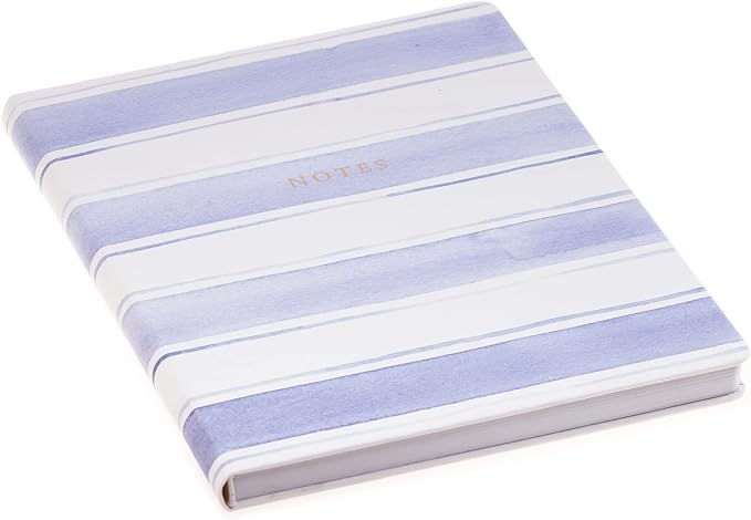 Eccolo Large Lined Journal Notebook, Hardbound Fabric Cover, Writing Journal, 256 Ruled White Pages, Ribbon Bookmark, Lay Flat, Desk Size for Work or School, Wide Stripes (Blue, 8x10 inches)
