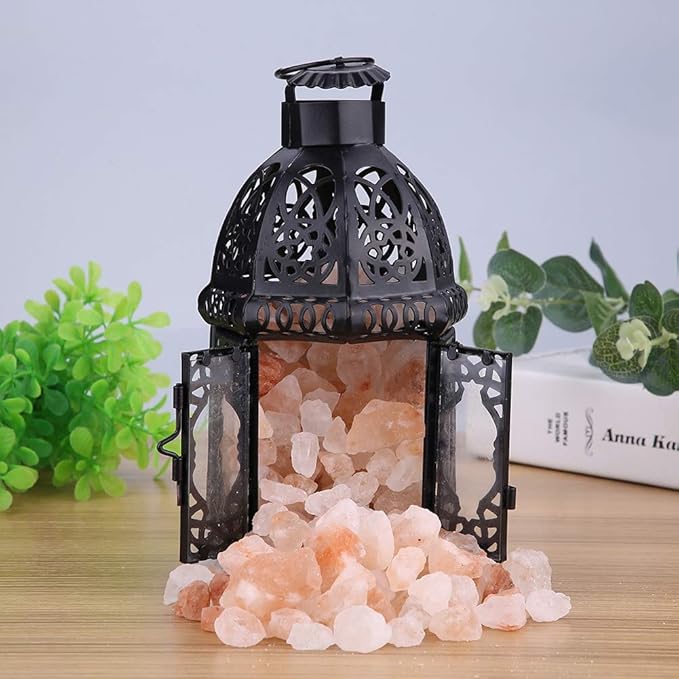 Himalayan Salt Rock Lamp, Dimmable Crystal Salt Lamp DIY Rock Night Light with Vintage Iron Frame for Air Purifier, Lighting, Decoration, Gifts, US Plug, 12.2 x 3.74 inch