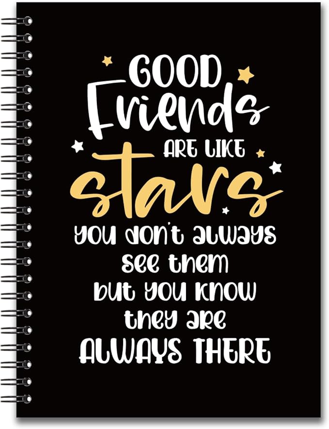 YAZMEEN Friendship Blank Spiral Notebook（160 Pages） Good Friends are Like Stars Hardcover Sketchbook Best Friend Notebook Gift Funny Birthday Journal Gift for Women Men Friend Coworker Bestie Sister