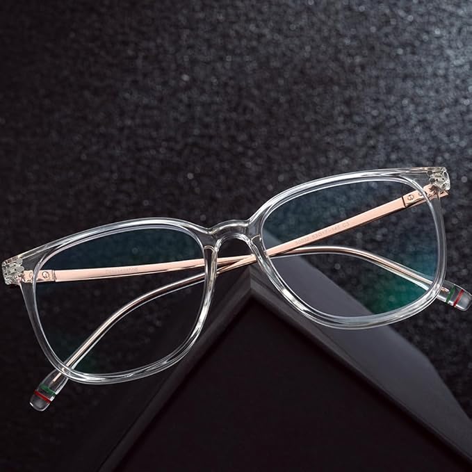 GUDVUE Oversized Blue Light Glasses, Computer Reading/Gaming/Phones Glasses, Anti Glare/UV400/Eye Strain, Large Square Frame