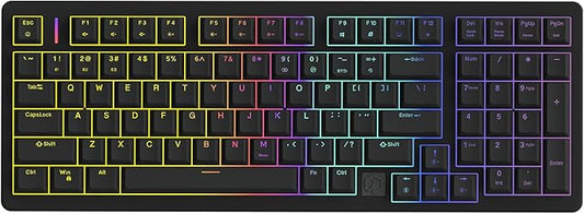 IROK FE98Pro Wireless RGB Hot Swappable Mechanical Keyboard, Three-Layer Dampening 98 Keys Gaming Keyboard, Customizable Backlit, USB-C/2.4GHz/Bluetooth- Black