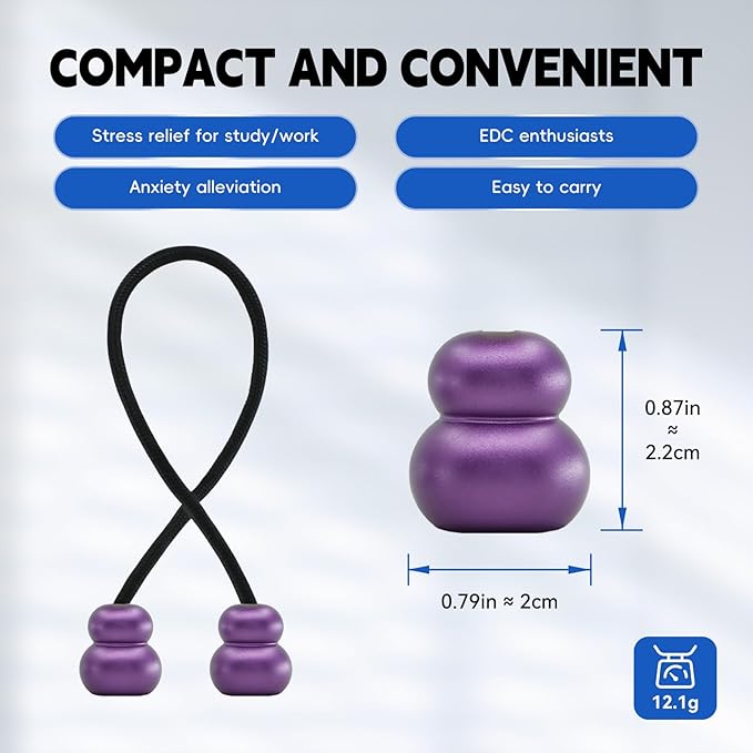 Fidget Beads, Metal Fidget Toy EDC Anxiety Relief Toy for Men Women Teens Skill Players Stress Relief Toys(B-Purple)