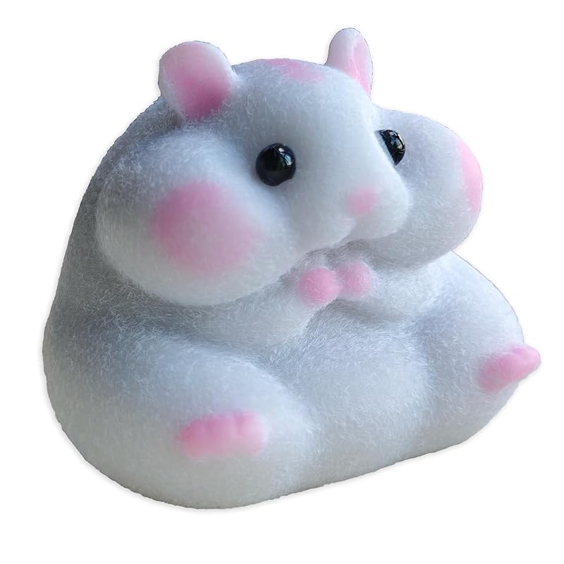 Handmade Flocked Hamster Taba Squishy Toy - Cute Realistic Silicone Animal Fidget Sensory Toy, Ultra-Soft Stress Relief Squeeze Toy for Relaxation Gift (Gray)