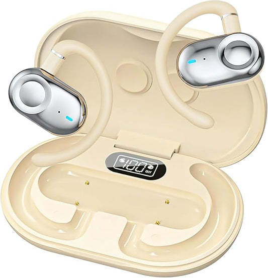 Open Ear Earbuds, Open Ear Headphones with 16mm Speakers, Bluetooth 5.4 Wireless, Biaxial Rotation, Lightweight, 20H Playtime, Over Ear Bluetooth Headphones for Running, Workout, IPX5 Waterproof