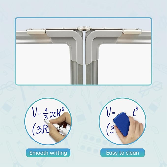 Whiteboard Set - Dry Erase Board 47 x 18 in with 1 Dry Wipe Eraser, 4 Markers, 4 Magnets and 6 Magnetic Notes - Large Vision Wall White Board for Home Office College
