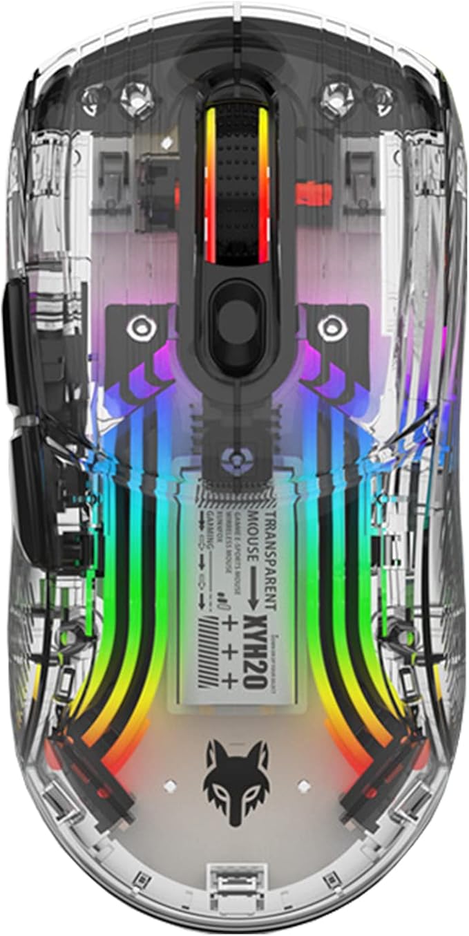 Bluetooth Wireless Mouse, Transparent RGB Mechanical Dual Mode Gaming Mouse, A Must-Have Cool USB Computer Mouse for Gaming and Esports