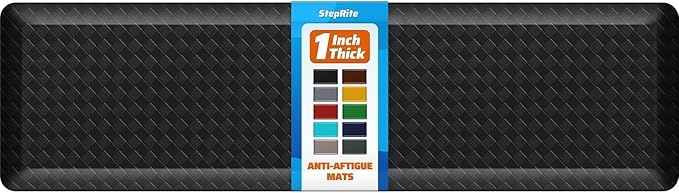 StepRite 1” Thick Kitchen Mats for Floor, Anti Fatigue Kitchen Rugs, Non-Slip,Heavy Duty Waterproof Kitchen Rug, Standing Desk Mat for Home, Kitchen, Office(Black)