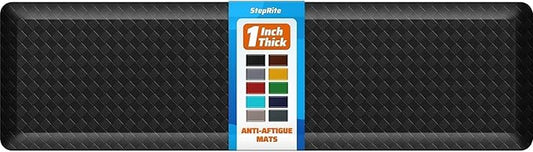 StepRite 1” Thick Kitchen Mats for Floor, Anti Fatigue Kitchen Rugs, Non-Slip,Heavy Duty Waterproof Kitchen Rug, Standing Desk Mat for Home, Kitchen, Office(Black)
