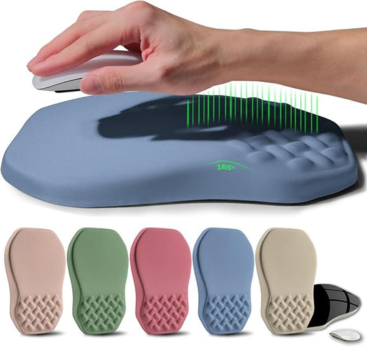 Ergonomic Raised Mouse Pad Wrist Support with Bilateral Slope Memory Foam Mousepad for Wrist Rest and Carpal Tunnel Pain Relief 11.8x7.9〃 Stone Blue