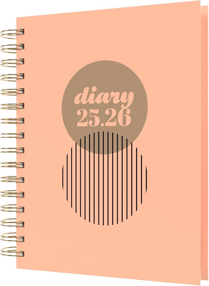 Collins 'Scandi' 14 Month Planner, July 2025-August 2026 Day-to-Page Diary, A5 Hard Cover, Peach