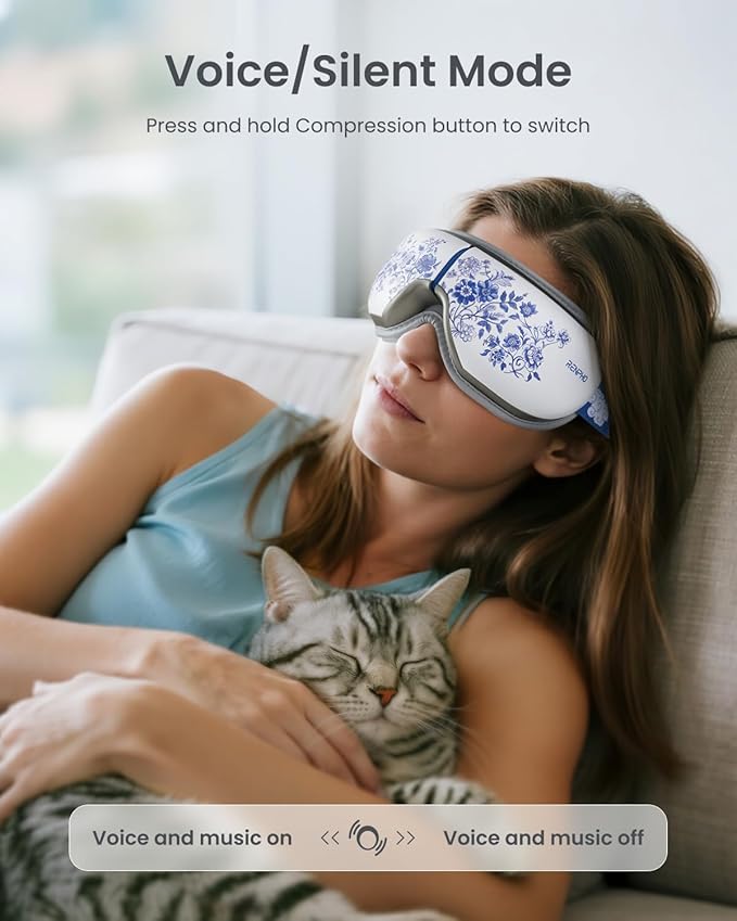 RENPHO Eyeris 1 Eye Massager with Heat, Birthday Gifts for Mom Dad Women Men Her Him, Sleep Mask with Heat Bluetooth Music, Relax Eye