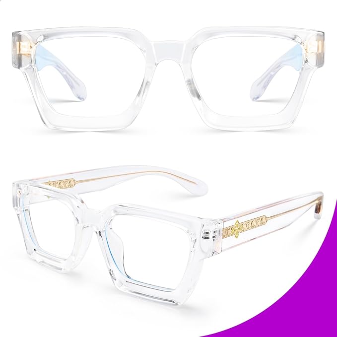 VISOONE Blue Light Blocking Glasses with TR90 Rectangle Frame and Chic Preppy Look for Women Men RIVER