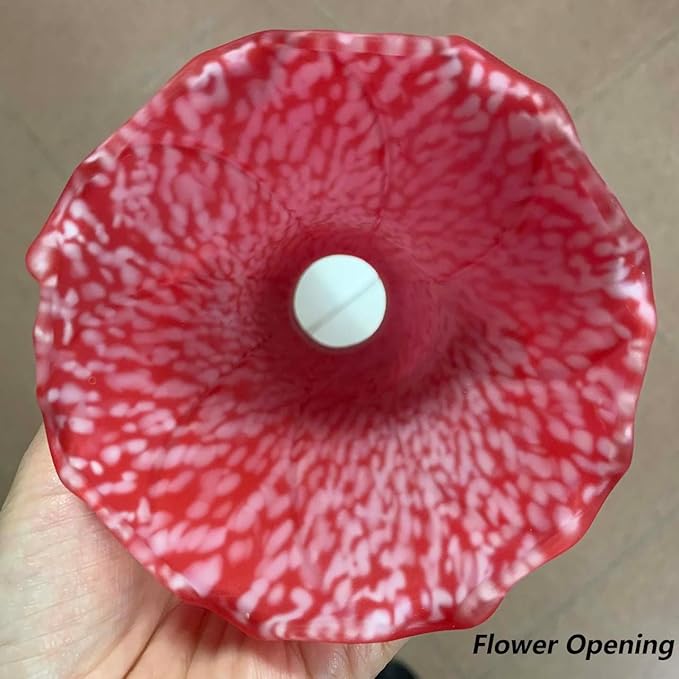 Bieye LS97 Lily Flower Blown Glass Lampshade (Red, Opening I.D. 1.26" x O.D. 1.5")