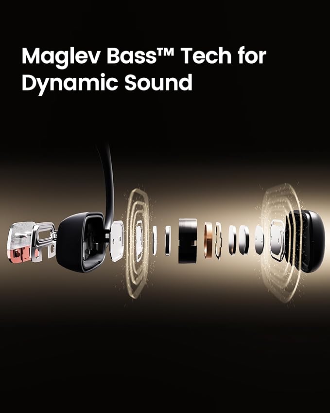 Purra Run Bone Conduction Sport Headphones, Open-Ear Bluetooth Headphones with Mic, IP67 Waterproof, Deep Bass, Voice Control, Secure Fit for Running, Cycling, and Workouts (Black)