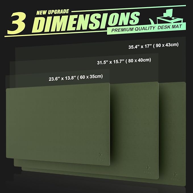 K KNODEL Large Office Leather Desk Mat, Mouse and Keyboard Pad, Computer and Laptop Mat, Desktop Protector and Cover, Writing Pad and Blotter (35.4"x17", Dark Green)