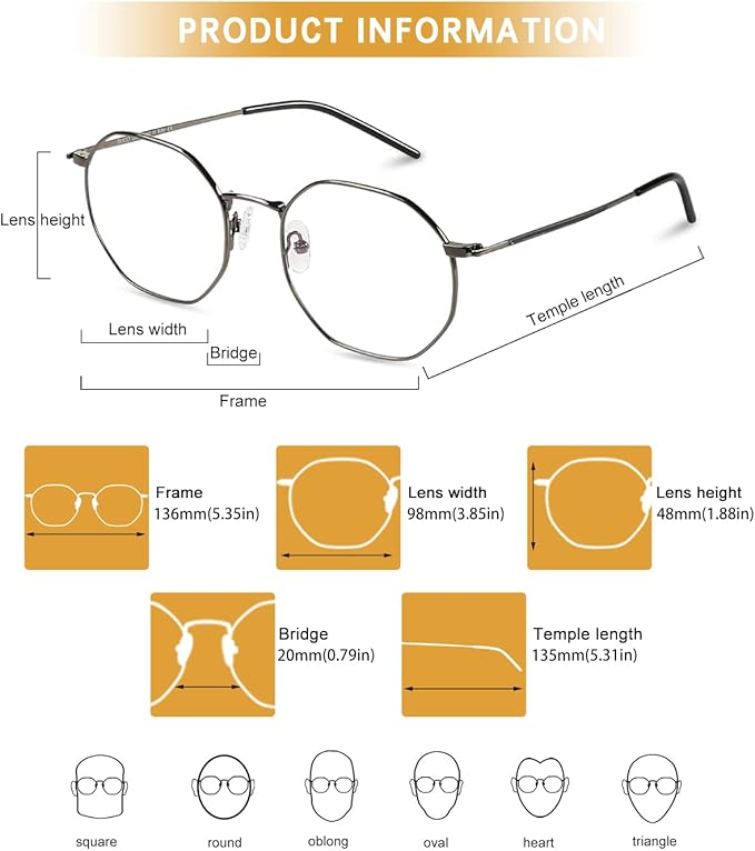 DUCO Small Round Blue Light Glasses For Women Men Blue Ray Blocking Glasses 8215