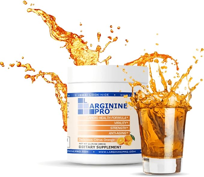 L-Arginine PRO | 5,500mg L-Arginine Plus L-Citrulline 1,100mg Orange Powder Drink Mix Supplement for Increased Nitric Oxide Production