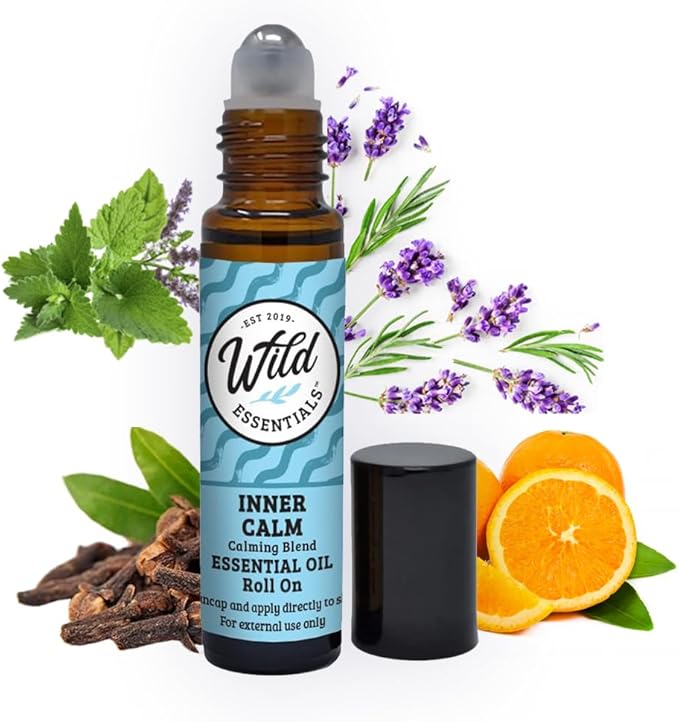 Inner Calm 10ml Essential Oil Roll On, 100% Pure, Premium Grade Essential Oils and Organic Jojoba Oil, Ready to Use, Moisturizer, All Natural