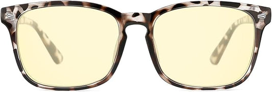 TIJN Gaming Glasses Blue Light Blocking Glasses for Women Men Nerd Eyeglasses Screen Fatigue Anti UV Glare (Leopard(Gaming Glasses))