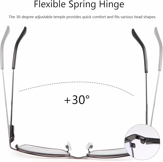 MIRYEA Blue Light Blocking Glasses UV400 Sunglasses Computer Gaming Eyeglasses Eye Protection Metal Eyewear for Men and Women