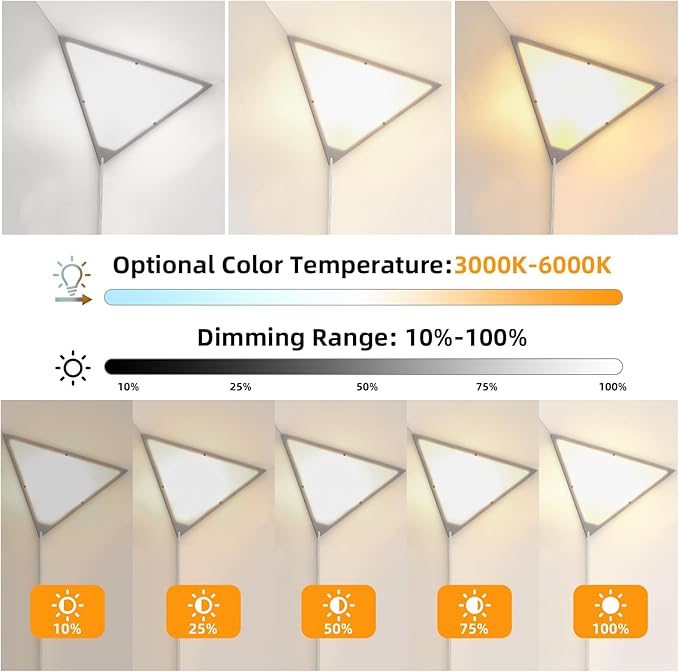 2 Pack Corner Light with 9W LED Bulb and Remote, 3 Color Temperature Corner Lamp, Dimmable Plug in Pendant Lights for Ceiling with Acrylic Shade, Plug in Ceiling Light for Living Room, Bedroom