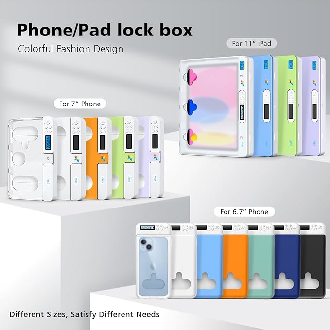 ySky Cell Phone Lock Box with Timer,Portable Timed Phone Lock Box for iPhone and Android Phones, Self-Control Timer Phone Locker to Help Kids,Students Focus Back,(Dark Blue)