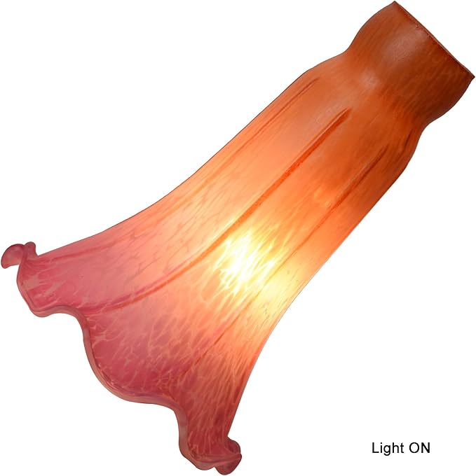 Bieye LS20 Lily Flower Blown Glass Lampshade (Orange Pink, Opening I.D. 1.26" x O.D. 1.5")