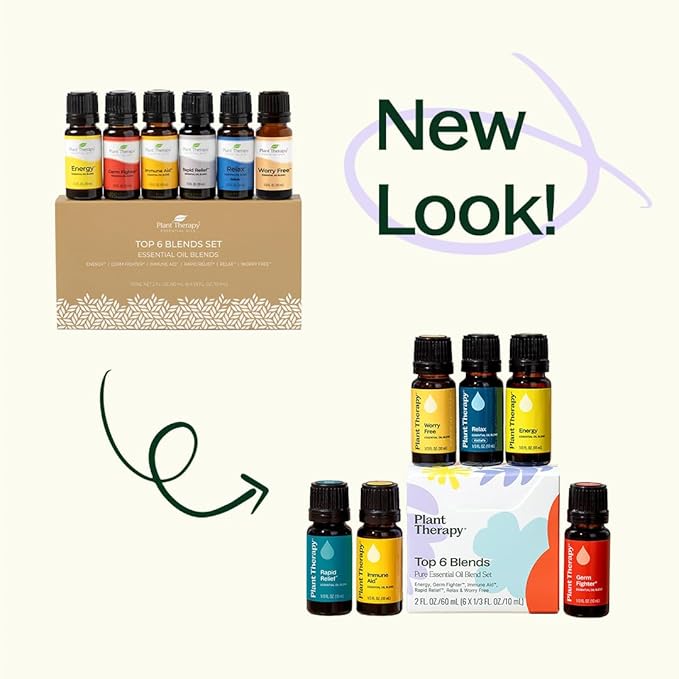 Plant Therapy Essential Oil Blends Set, Top 6 Most Popular, 100% Pure, Undiluted, Natural Aromatherapy, Therapeutic Grade, 10 mL