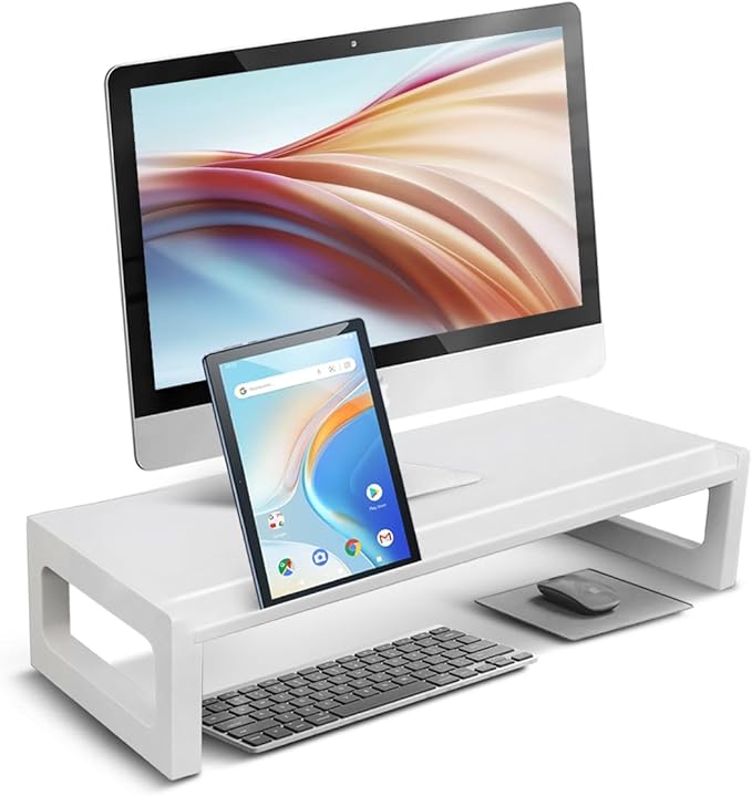 Monitor Stand Riser – 22-Inch Computer Monitor Stand with Multifunctional Slot, Multi-Purpose Desktop Storage for Laptop, Printer, TV